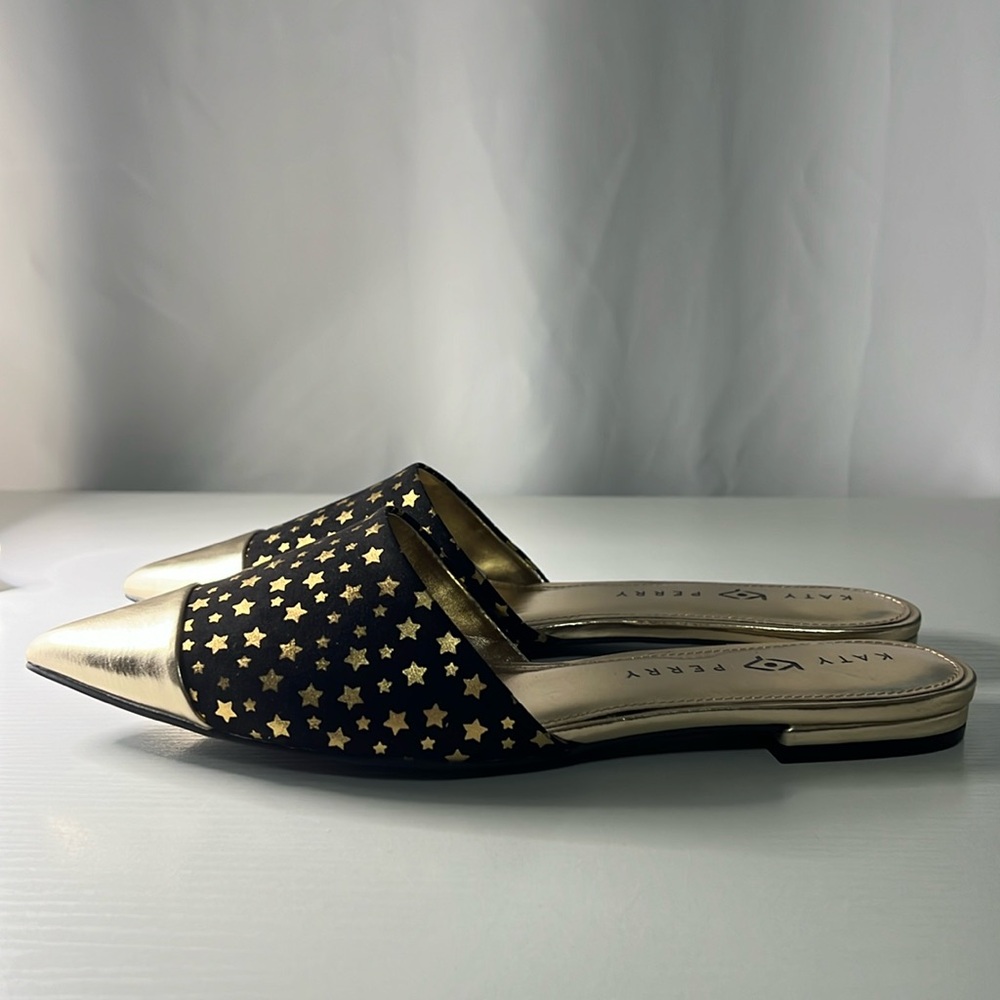 Katy Perry pointed gold toe star mule - the Tarin black size 11 NWOB
